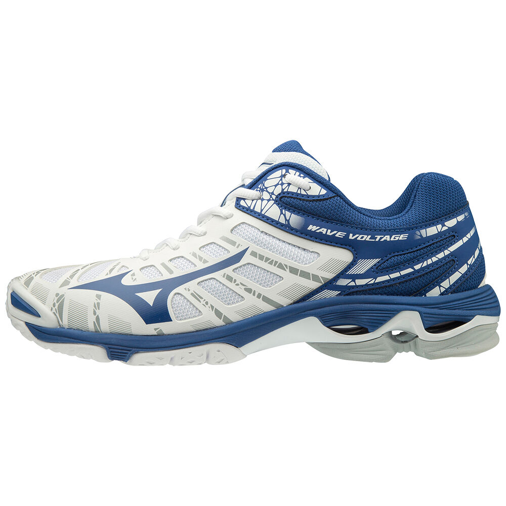 Zapatillas Voleibol Mizuno WAVE VOLTAGE Hombre Blancas/Azules Comprar VDYH-97354